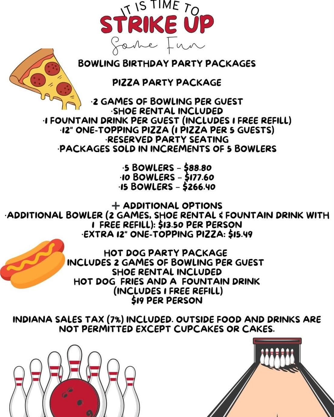 Spare Time Lanes bowling birthday party packages